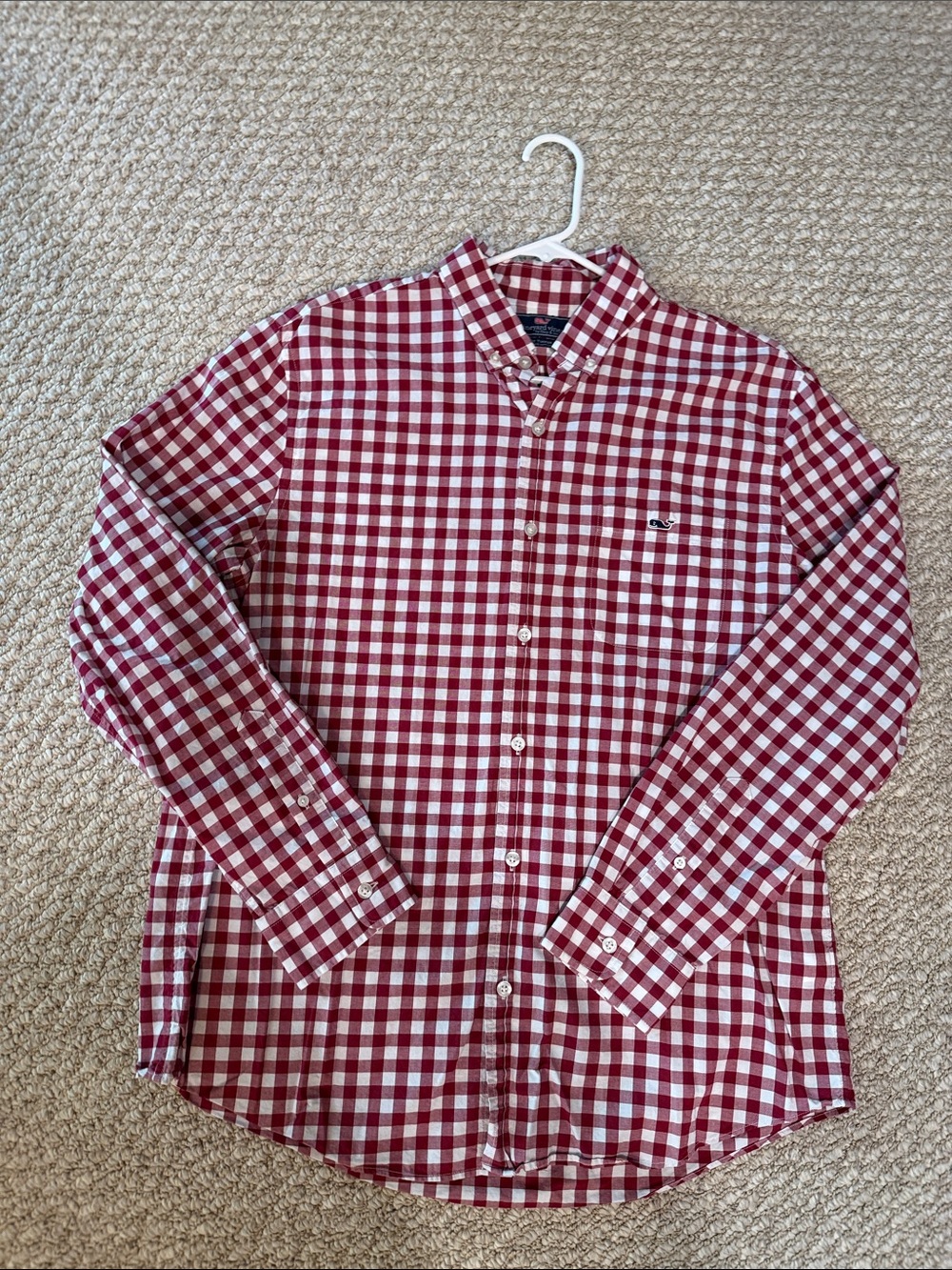 Vineyard Vines Red and White Gingham Button-Down Shirt